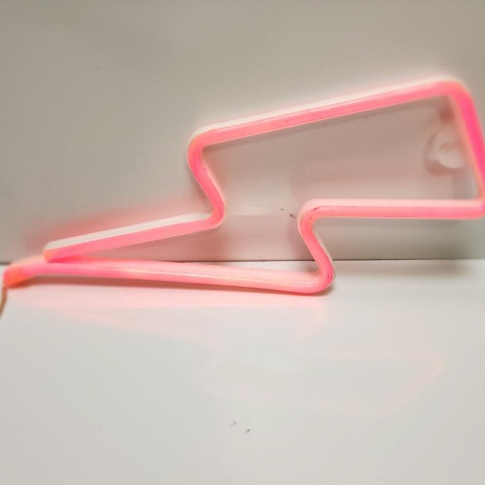 Neon Sign Décor Lightning Bolt Battery Operated or USB Plug-In 12" Hanging LED